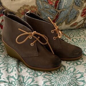 Sperry topsider Brown (Taupe) Leather Wedge Shoes ankle boots size 6.5